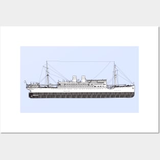 Cargo ship drawing Posters and Art